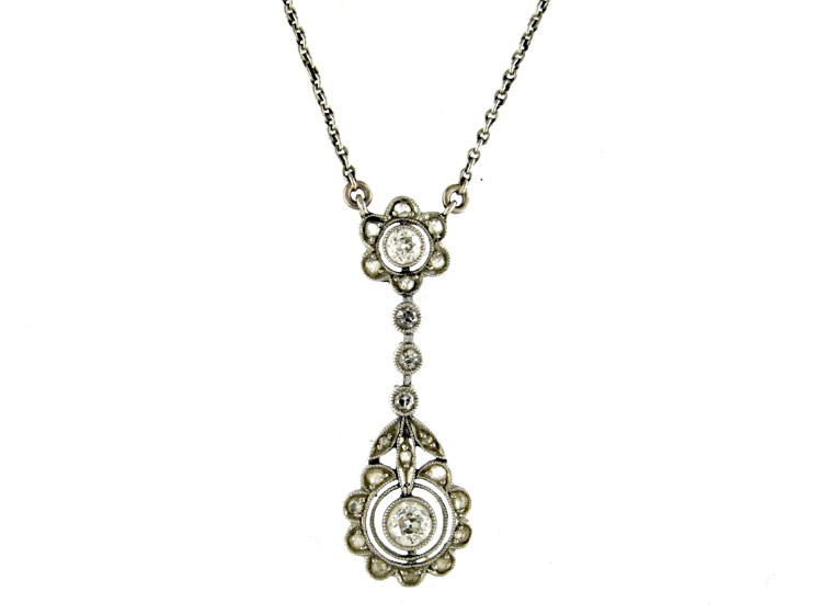 Diamond Platinum Drop Pendant