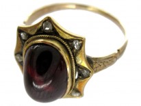 Cabochon Garnet Diamond Ring