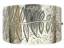 Silver Fern Engraved Bangle