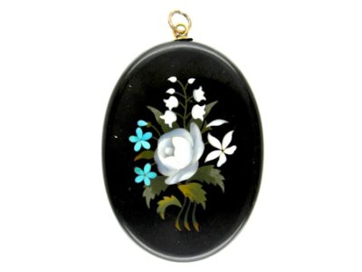 Pietra Dura Flower Locket Back Pendant