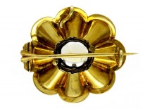 Opal Blue Enamel Rose Diamond Brooch