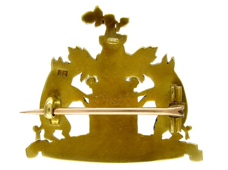 Enamel Crested Boar Brooch