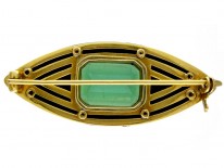 Green Tourmaline Diamond & Wood Brooch