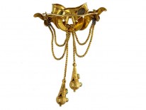 18ct Gold & Turquoise Double Tassle Drop Brooch