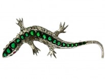White & Green Paste Lizard Brooch