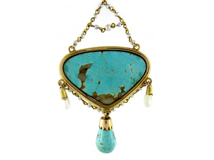 Belle Epoque Turquoise Pearl Pendant