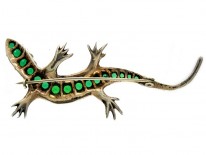 White & Green Paste Lizard Brooch