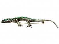 White & Green Paste Lizard Brooch