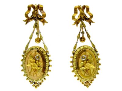 French 3 Colour Gold Earrings