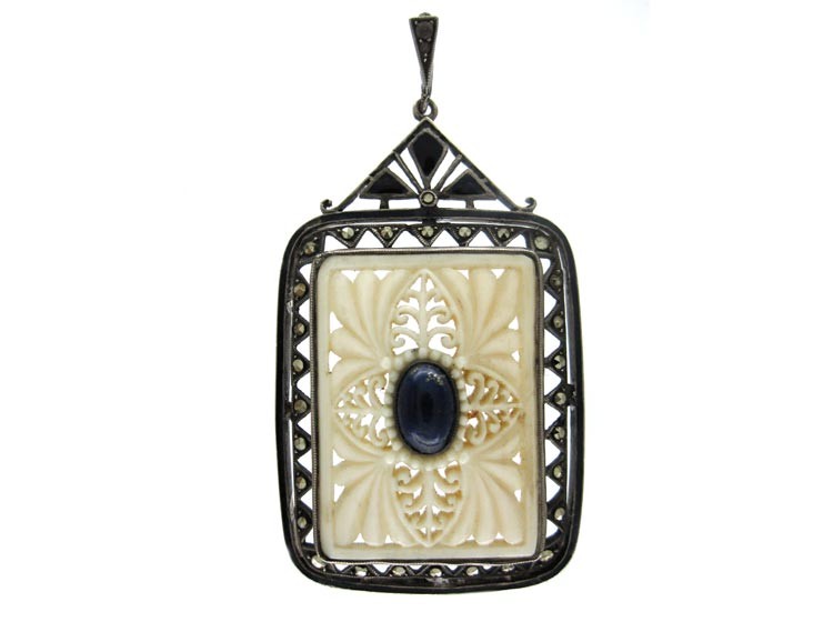Theodor Farhner Ivory, Lapis & Silver Pendant