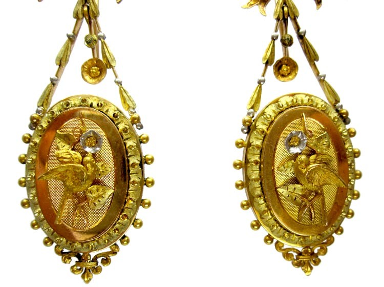 French 3 Colour Gold Earrings