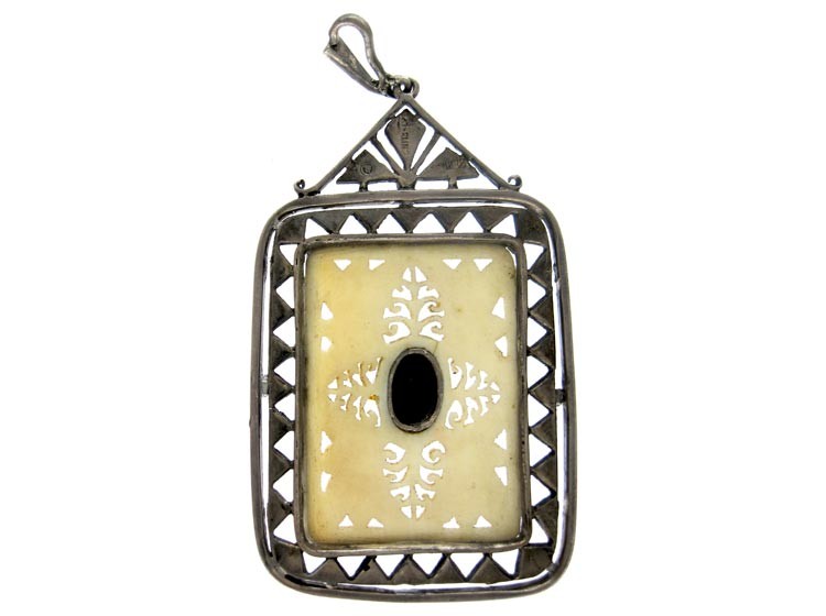 Theodor Farhner Ivory, Lapis & Silver Pendant