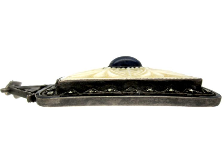 Theodor Farhner Ivory, Lapis & Silver Pendant