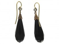 Art Deco Onyx & Rose Diamond Drop Earrings