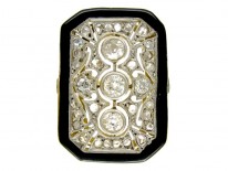 Art Deco Diamond & Enamel Ring