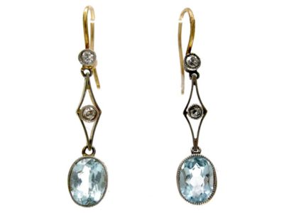 Aquamarine Diamond Drop Earrings