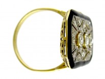 Art Deco Diamond & Enamel Ring