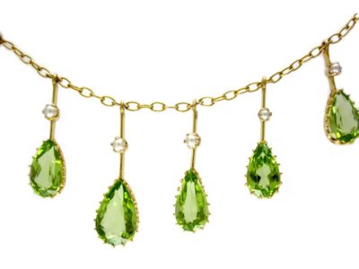 Peridot & Natural Pearl Drops Necklace