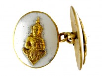 Buddha 18ct White Enamel Cufflinks