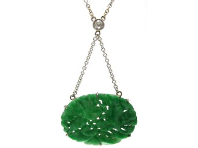 Jade & Diamond Drop Pendant