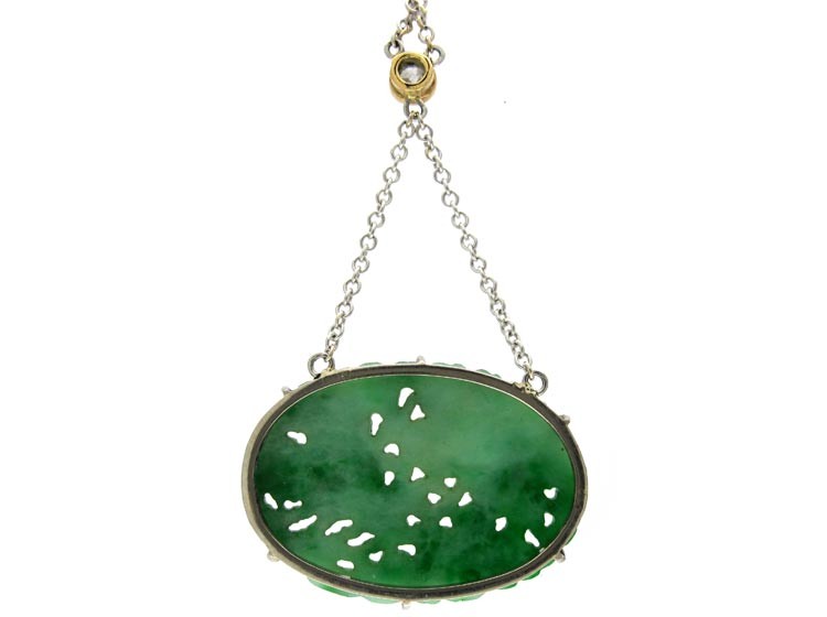 Jade & Diamond Drop Pendant