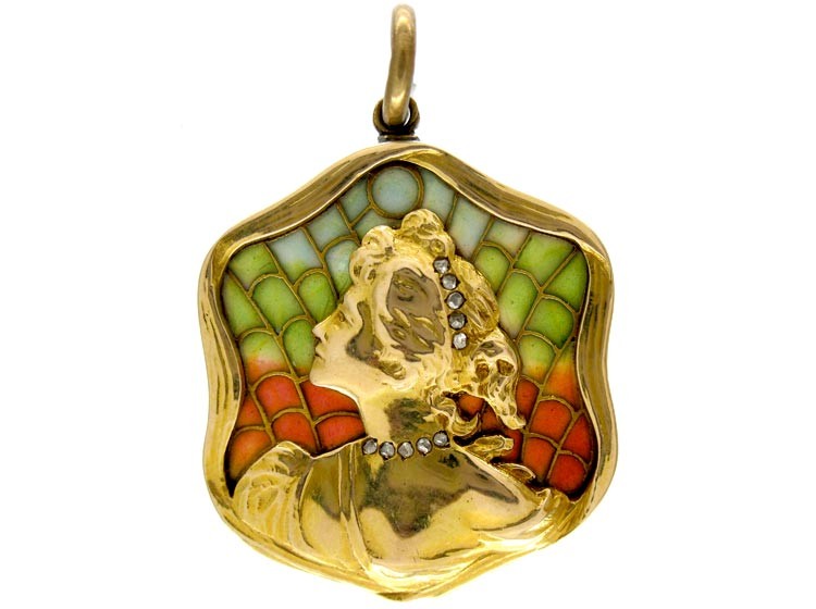 Art Nouveau Plique-à-Jour Pendant