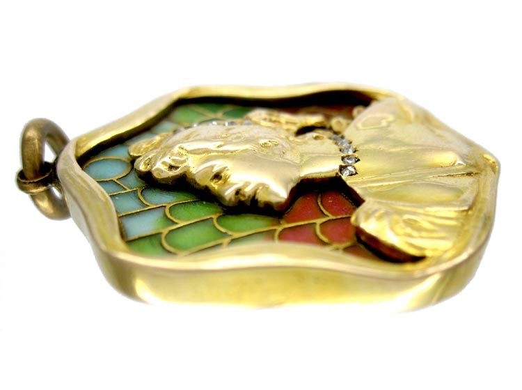 Art Nouveau Plique-à-Jour Pendant