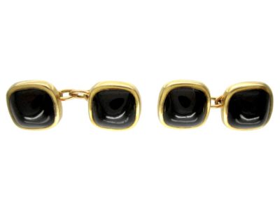 Cabochon Garnet 9ct Gold Cufflinks