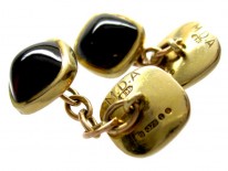 Cabochon Garnet 9ct Gold Cufflinks