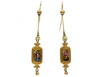 Swiss Enamel Chinamen Gold Earrings