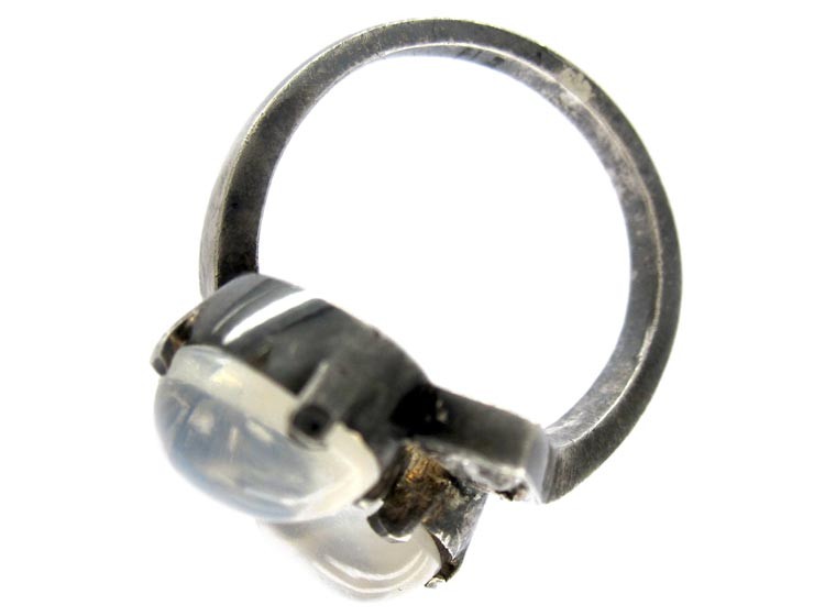 Silver Moonstone & Paste Crossover Ring