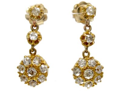 Diamond Cluster Drop Earrings