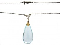 Edwardian platinum & Aquamarine & Diamond Drop Pendant