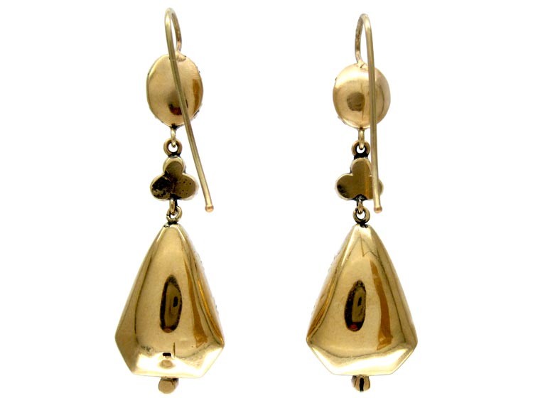 Georgian Citrine, Turquoise Gold Drop Earrings