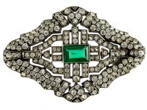 White & Green Paste Silver Brooch
