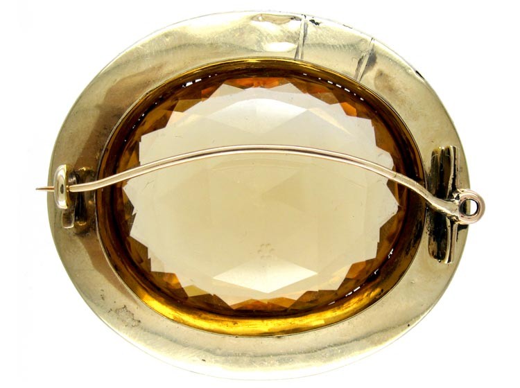 Citrine Natural Pearl Georgian Brooch