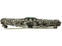 White & Green Paste Silver Brooch