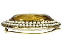 Citrine Natural Pearl Georgian Brooch