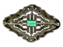White & Green Paste Silver Brooch