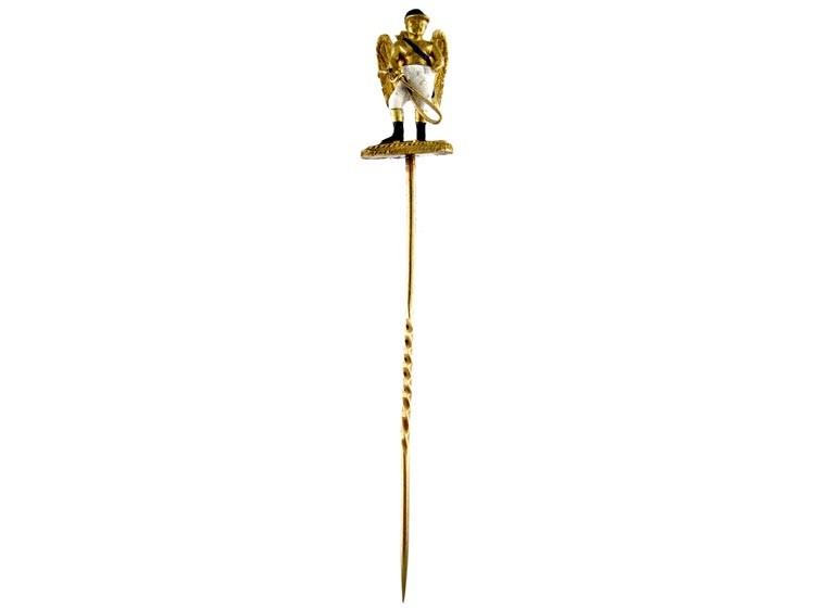 Victorian Winged Jockey 18ct Gold Tie Pin