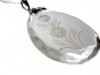 Art Deco Silver Marcasite & Rock Crystal Flower Pendant