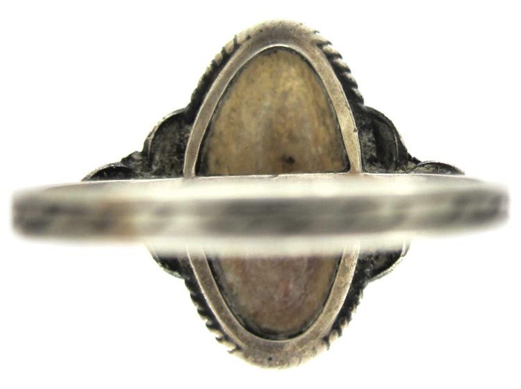 Arts & Crafts Silver Blister Pearl Ring