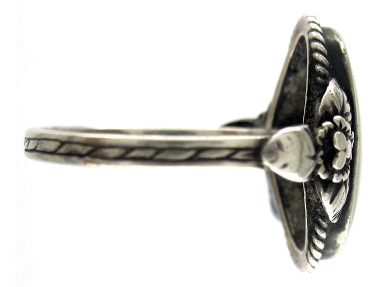 Arts & Crafts Silver Blister Pearl Ring
