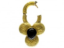 Cabochon Garnet 18ct Gold Padlock