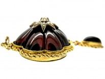 Cabochon Garnet & Diamond 18ct Gold Pendant