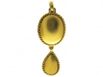 Cabochon Garnet Diamond 18ct Gold Pendant