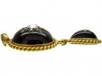 Cabochon Garnet Diamond 18ct Gold Pendant