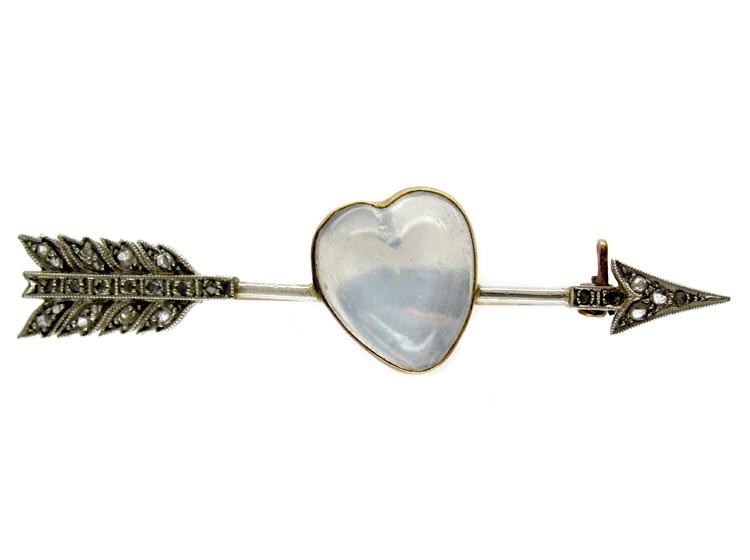 Arrow Diamond & Moonstone Brooch