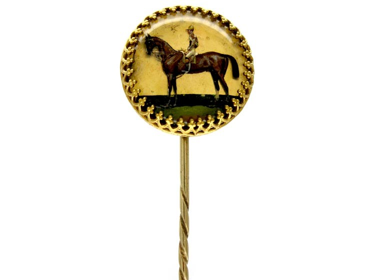Racehorse & Jockey Reverse Intaglio Tie Pin
