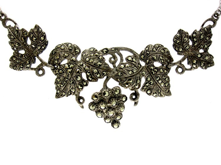 Silver Marcasite Grapes Necklace